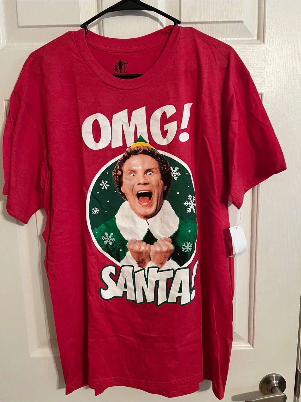 ELF Red "OMG! SANTA!" Short Sleeve Tee